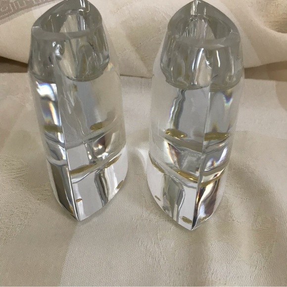 Waterford Crystal Eclipse 4” Candlestick Holders Pair Minimalist Signed - Picture 11 of 16